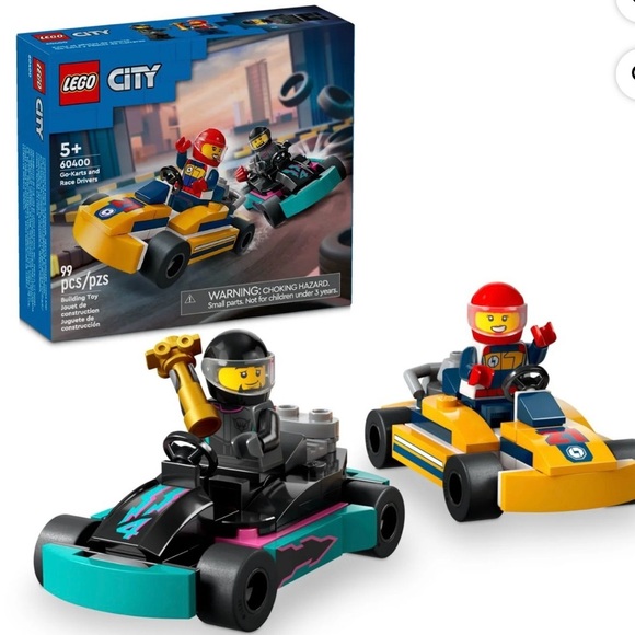 LEGO City Go-Karts and Race Drivers Toy Playset - 2 Driver Minifigures, Race Car - Picture 1 of 6